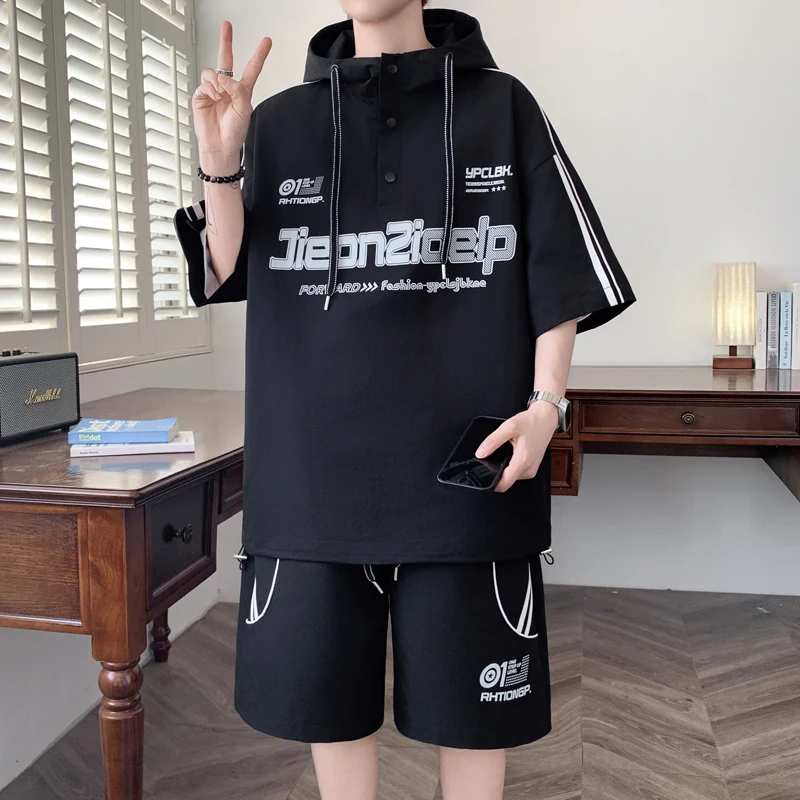 New 2026 Summer Men's Sets Casual T-Shirt & Shorts Pant 2 Piece Tracksuits Hip Hop Streetwear Loose Short-Sleeve Hooded Top Tees
New 2026 Summer Men's Sets Casual T-Shirt & Shorts Pant 2 Piece Tracksuits Hip Hop Streetwear Loose Short-Sleeve Hooded Top Tees