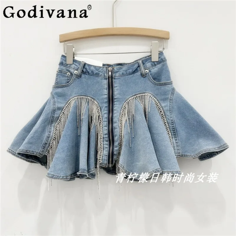 Personalized Chain Sweet Ruffles Sexy High Waist Denim Skirt Wgirls Spring Summer Fashion Versatile Korean Age Reduction Skirts
Personalized Chain Sweet Ruffles Sexy High Waist Denim Skirt Wgirls Spring Summer Fashion Versatile Korean Age Reduction Skirts