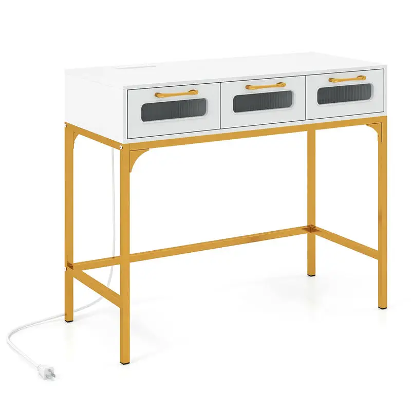 Console Table with LED Lighting and Charging Station for Living Room and Hallway-White
Console Table with LED Lighting and Charging Station for Living Room and Hallway-White