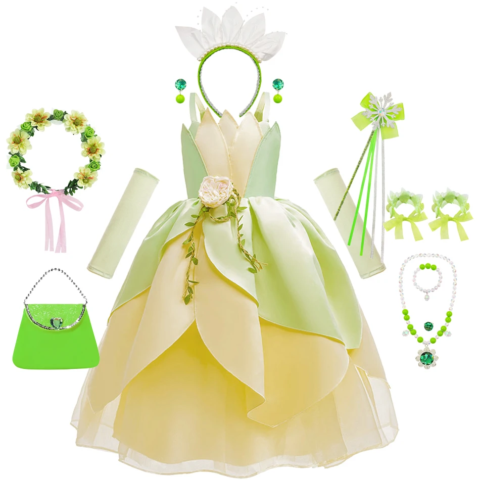 Tiana Inspired Dress for Kids Girl Green and Yellow Layered Petal Princess Dress Perfect for Birthday Halloween Princess Cosplay
Tiana Inspired Dress for Kids Girl Green and Yellow Layered Petal Princess Dress Perfect for Birthday Halloween Princess Cosplay
