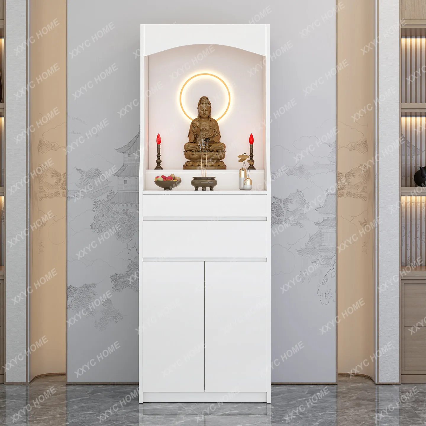 Solid wood Buddhist shrine, shrine vertical cabinet, new Chinese-style household worship Buddha statue cabinet, altar cabinet
Solid wood Buddhist shrine, shrine vertical cabinet, new Chinese-style household worship Buddha statue cabinet, altar cabinet