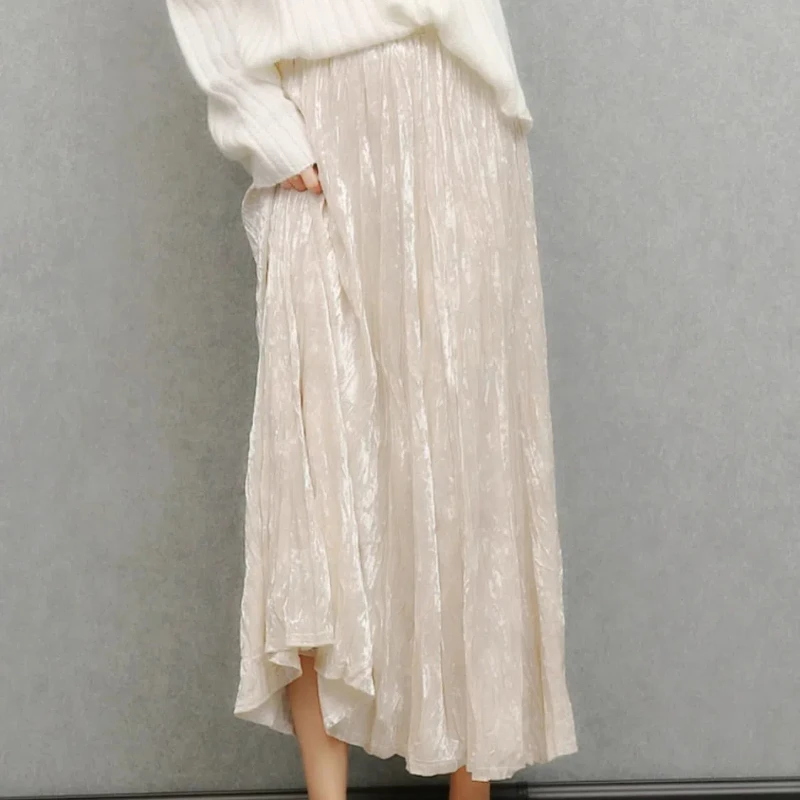 All-match Fashionable Velvet Skirt Autumn Gentle Pleated Skirt High Waist A-line Pleated Skirt Long Skirt for Women
All-match Fashionable Velvet Skirt Autumn Gentle Pleated Skirt High Waist A-line Pleated Skirt Long Skirt for Women