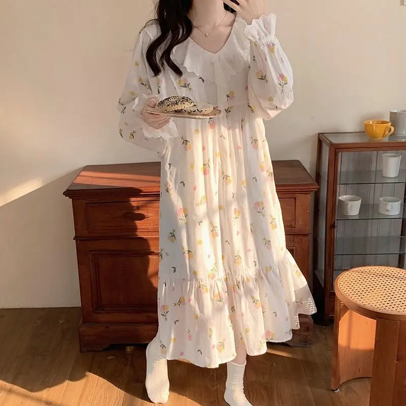 Pajamas for Women Spring Autumn Princess Style Palace Lace Mid-length Nightgown Home Wear Women's Sleeping Lady Hot Night Sleep
Pajamas for Women Spring Autumn Princess Style Palace Lace Mid-length Nightgown Home Wear Women's Sleeping Lady Hot Night Sleep