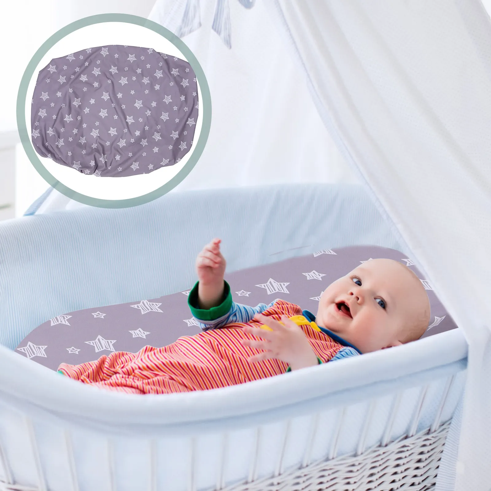 Съемный моющийся чехол для пеленального столика, эластичный многоразовый чехол-накладка для матраса детской кроватки-люльки
Съемный моющийся чехол для пеленального столика, эластичный многоразовый чехол-накладка для матраса детской кроватки-люльки