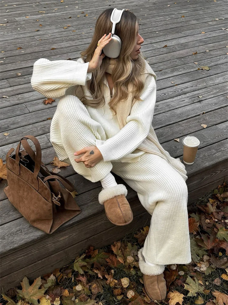 Tossy White Lapel Knitwear Cardigan 2 Piece-Set Women Zipper Loose Autumn 2025 New Patchwork Trousers Sets Ladies Knit Pant Sets
Tossy White Lapel Knitwear Cardigan 2 Piece-Set Women Zipper Loose Autumn 2025 New Patchwork Trousers Sets Ladies Knit Pant Sets