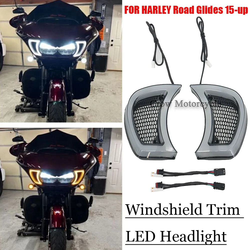 Motorcycle Windshield Trim LED Headlight Headlight Vent Accents Light FOR HARLEY Road Glides 15-up
Motorcycle Windshield Trim LED Headlight Headlight Vent Accents Light FOR HARLEY Road Glides 15-up