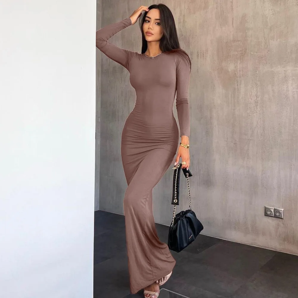 Women's Slim Fit Long Sleeve Round Neck Solid Color Dress Fish Tail Casual Style Autumn New Arrival Fashionable Elegant Dress
Women's Slim Fit Long Sleeve Round Neck Solid Color Dress Fish Tail Casual Style Autumn New Arrival Fashionable Elegant Dress