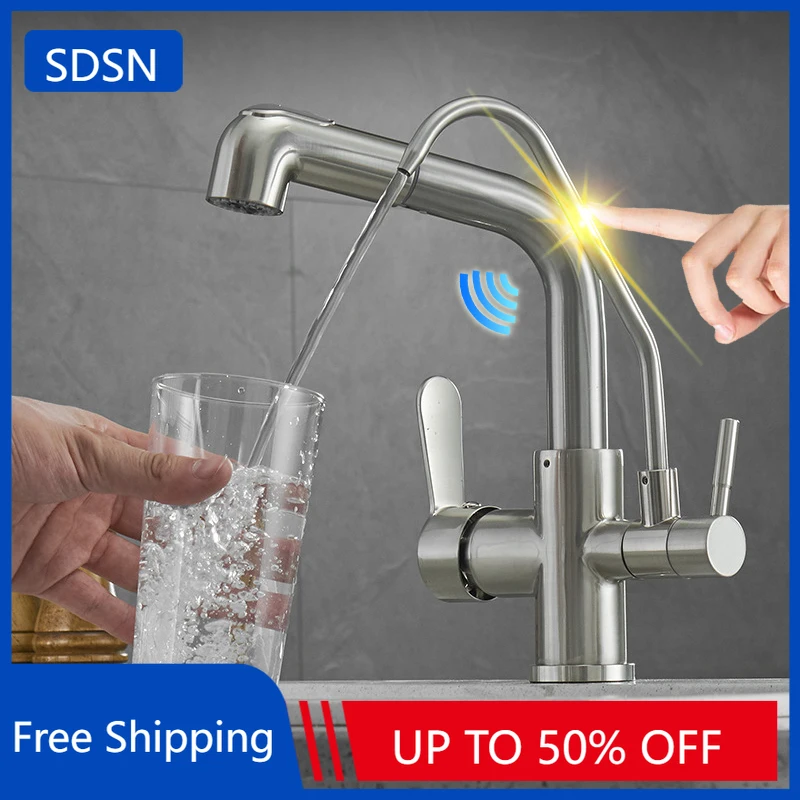 Brass Touch Filter Kitchen Sink Faucet 3 Ways Pure Water Hot Cold Pull Out Kitchen Sink Mixer Tap Smart Touch Kitchen Faucets
Brass Touch Filter Kitchen Sink Faucet 3 Ways Pure Water Hot Cold Pull Out Kitchen Sink Mixer Tap Smart Touch Kitchen Faucets