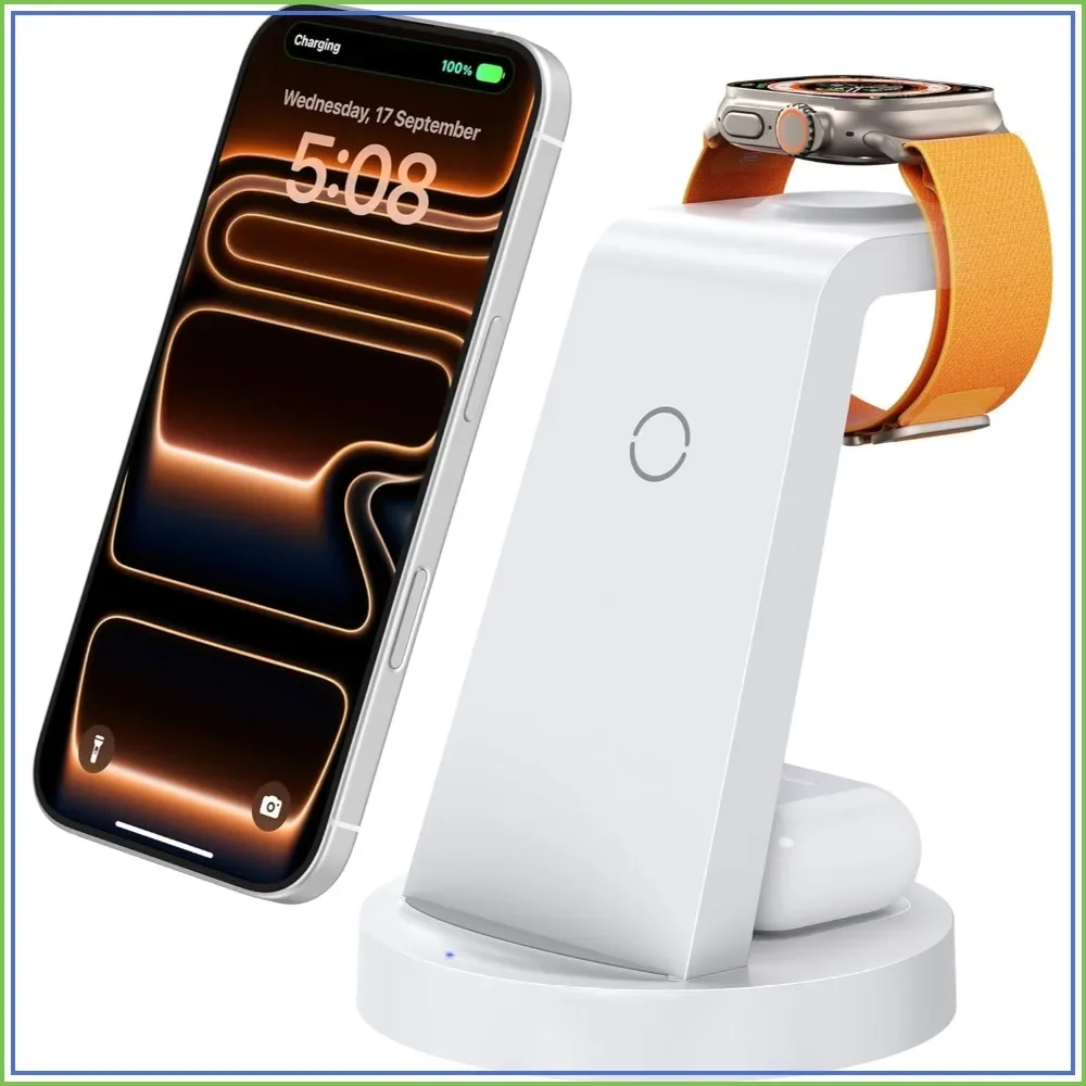 3 in 1 Wireless Charging Station for iPhone Apple Watch AirPods, Fast Charging Dock Stand Compatible with iPhone 17 16e 16 15 14 13 12 11 Pro Max
3 in 1 Wireless Charging Station for iPhone Apple Watch AirPods, Fast Charging Dock Stand Compatible with iPhone 17 16e 16 15 14 13 12 11 Pro Max