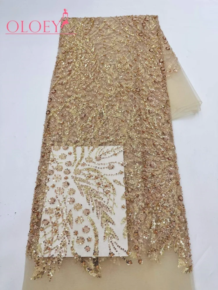 OLOEY High Quality African Beads Lace Fabric 5 Yards French Nigerian Groom Sequins Lace for Wedding Party Dress Sewing
OLOEY High Quality African Beads Lace Fabric 5 Yards French Nigerian Groom Sequins Lace for Wedding Party Dress Sewing