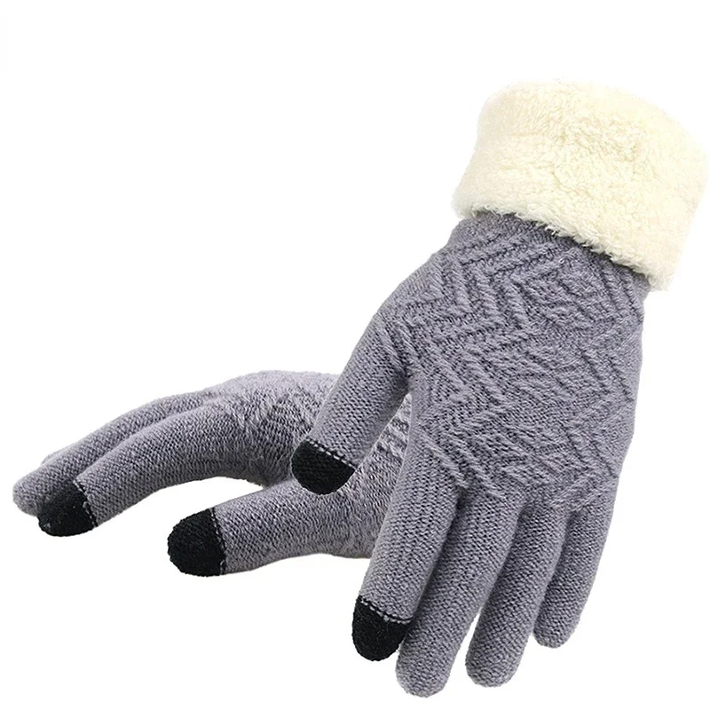 Winter Women Knitted Gloves Touch Screen Female Gloves Knitted Thicken Warm Full Finger Soft Stretch Knit Mittens Ladies Guantes
Winter Women Knitted Gloves Touch Screen Female Gloves Knitted Thicken Warm Full Finger Soft Stretch Knit Mittens Ladies Guantes