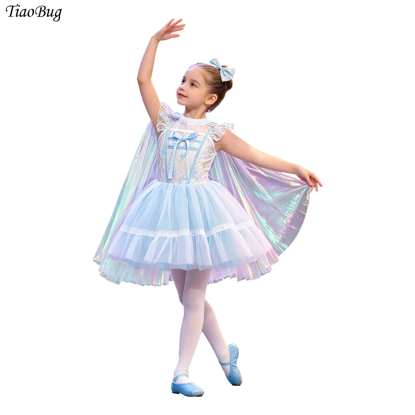 Kids Girls Rhythmic Ballet Dance Costume Ruffled Sleeves Bow Sequin Bodice Tulle Tutu Dress for Party Birthday Stage Performance
Kids Girls Rhythmic Ballet Dance Costume Ruffled Sleeves Bow Sequin Bodice Tulle Tutu Dress for Party Birthday Stage Performance