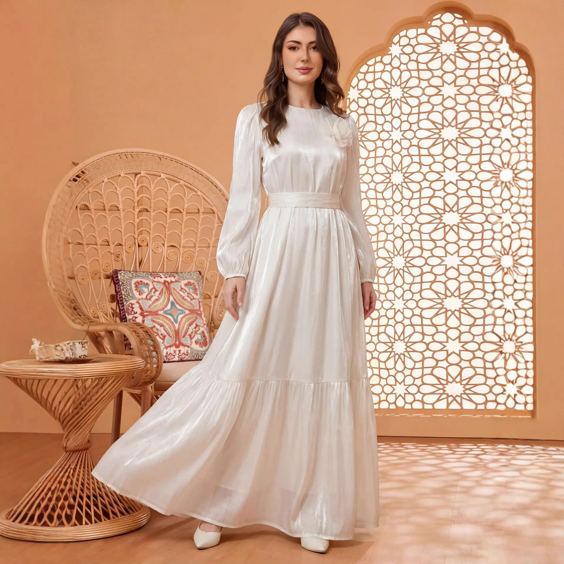 3016 Women's New Fashion Elegant Crinkled Fabric Round Neck Belted Waist Dress Casual Vacation Summer Dubai Luxury Islam Elegant
3016 Women's New Fashion Elegant Crinkled Fabric Round Neck Belted Waist Dress Casual Vacation Summer Dubai Luxury Islam Elegant