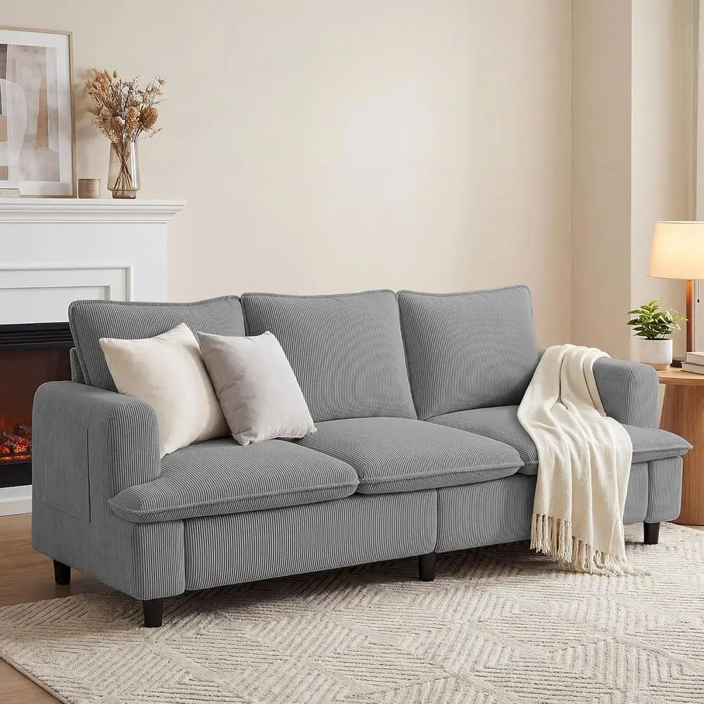 83 Deep Seated 3-Seat Corduroy Sofa for Comfortable Living, Office, or Bedroom (Pillows Not Included)
83 Deep Seated 3-Seat Corduroy Sofa for Comfortable Living, Office, or Bedroom (Pillows Not Included)