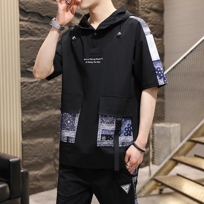 Classic Men's Tops Tees 2023 Summer Hip Hop Short Sleeve Hooded T-Shirt Fashion High Streetwear Youth Harajuku Loose Punk Tshirt
Classic Men's Tops Tees 2023 Summer Hip Hop Short Sleeve Hooded T-Shirt Fashion High Streetwear Youth Harajuku Loose Punk Tshirt