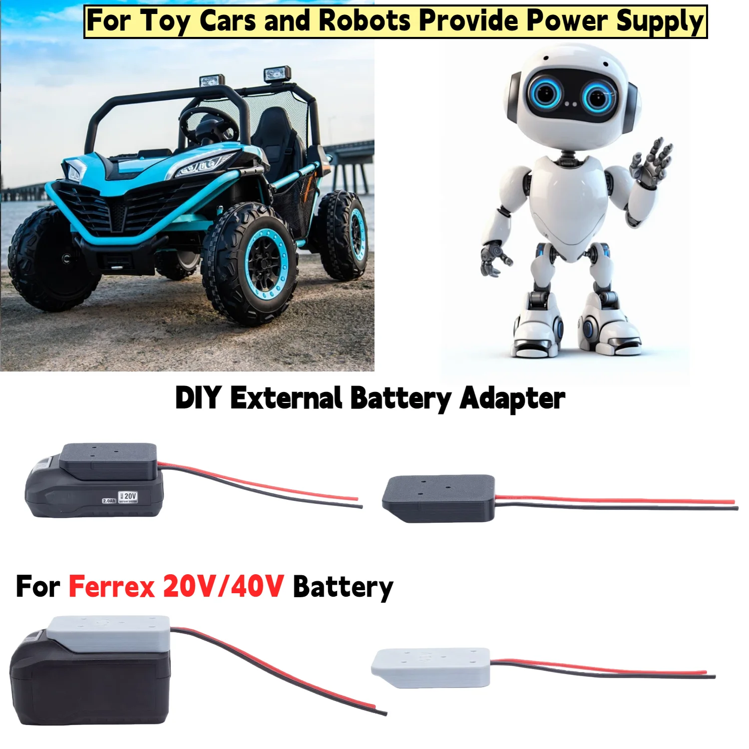Адаптер-конвертер для внешнего аккумулятора DIY для литий-ионных аккумуляторов Ferrex 20/40В, провод 14 AWG для игрушечных машинок и роботов, обеспечивает питание
Адаптер-конвертер для внешнего аккумулятора DIY для литий-ионных аккумуляторов Ferrex 20/40В, провод 14 AWG для игрушечных машинок и роботов, обеспечивает питание