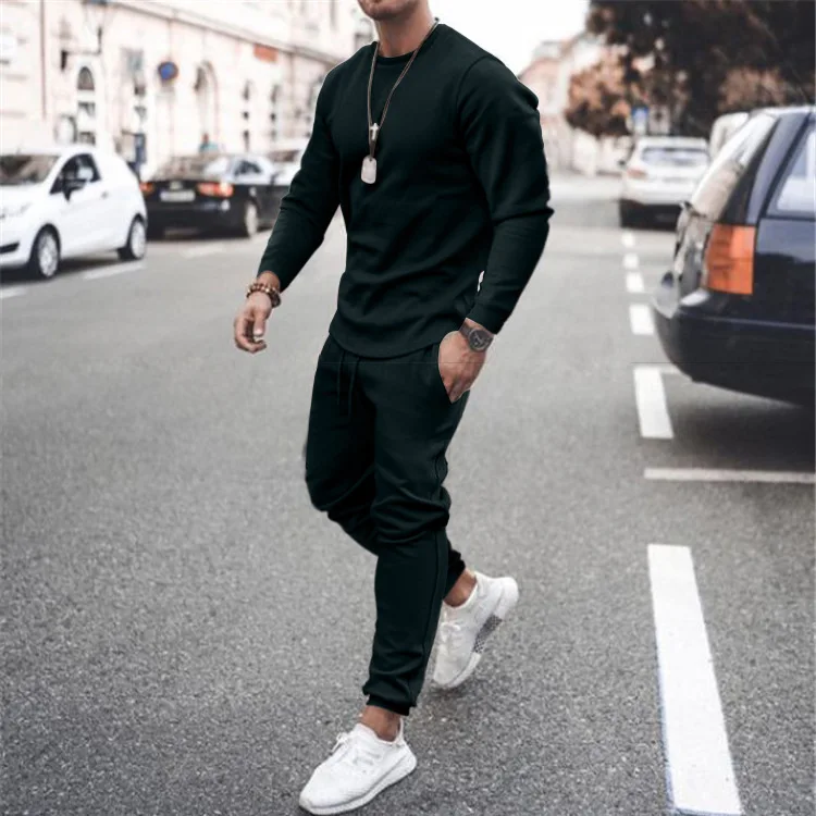 Sets Men Pullover Shirts O Neck Tops Two Pieces Drawstring Ankle Length Pencil Pants Slim Pockets Solid Spring Sports Casual
Sets Men Pullover Shirts O Neck Tops Two Pieces Drawstring Ankle Length Pencil Pants Slim Pockets Solid Spring Sports Casual