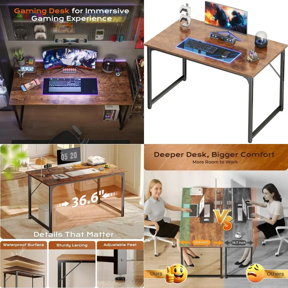 40 X 24 Inch Computer Desk with Deeper Desktop, Gaming Office Writing Work Desk for Home Office, Study, Bedroom, Work from Home,
40 X 24 Inch Computer Desk with Deeper Desktop, Gaming Office Writing Work Desk for Home Office, Study, Bedroom, Work from Home,