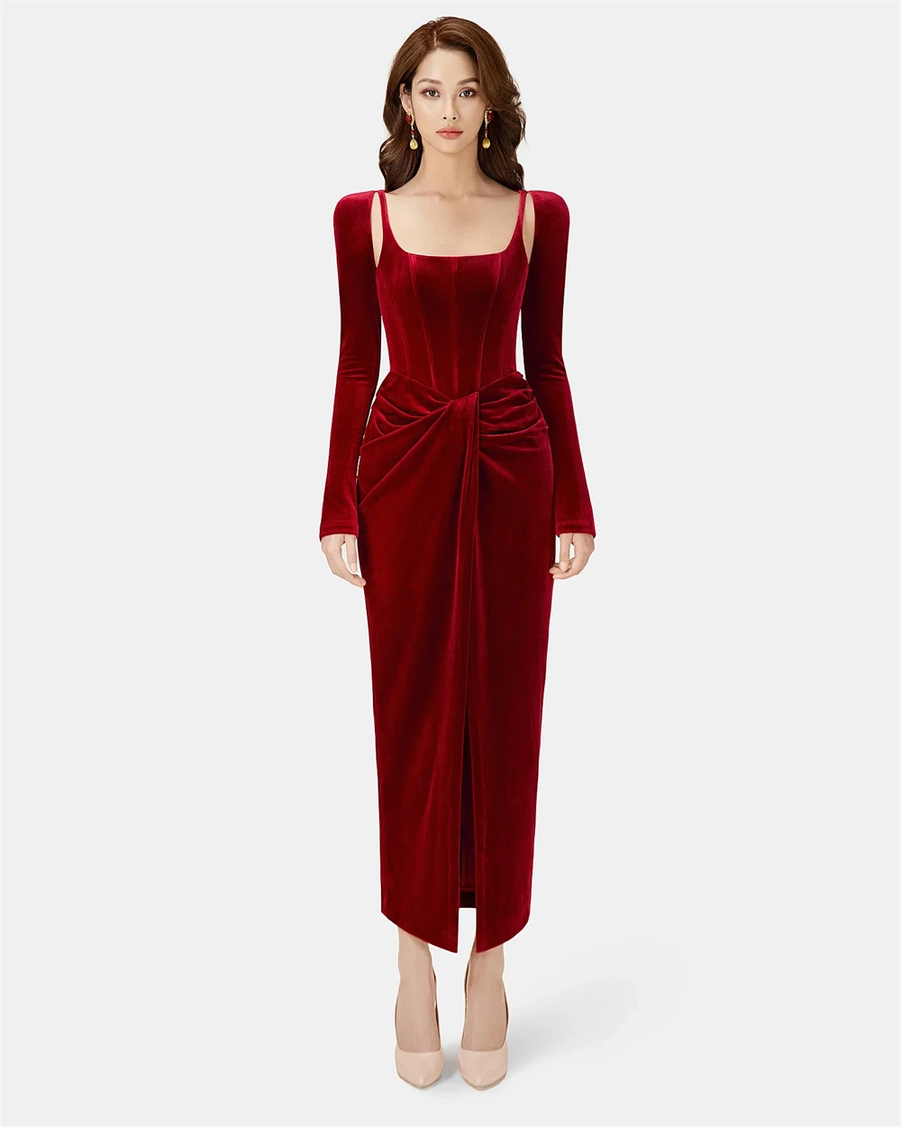 Customized Mermaid Soft Burgundy Velour Evening Dress Formal Spaghetti Straps Long Sleeves Homecoming Dresses Luxury Party Gowns
Customized Mermaid Soft Burgundy Velour Evening Dress Formal Spaghetti Straps Long Sleeves Homecoming Dresses Luxury Party Gowns