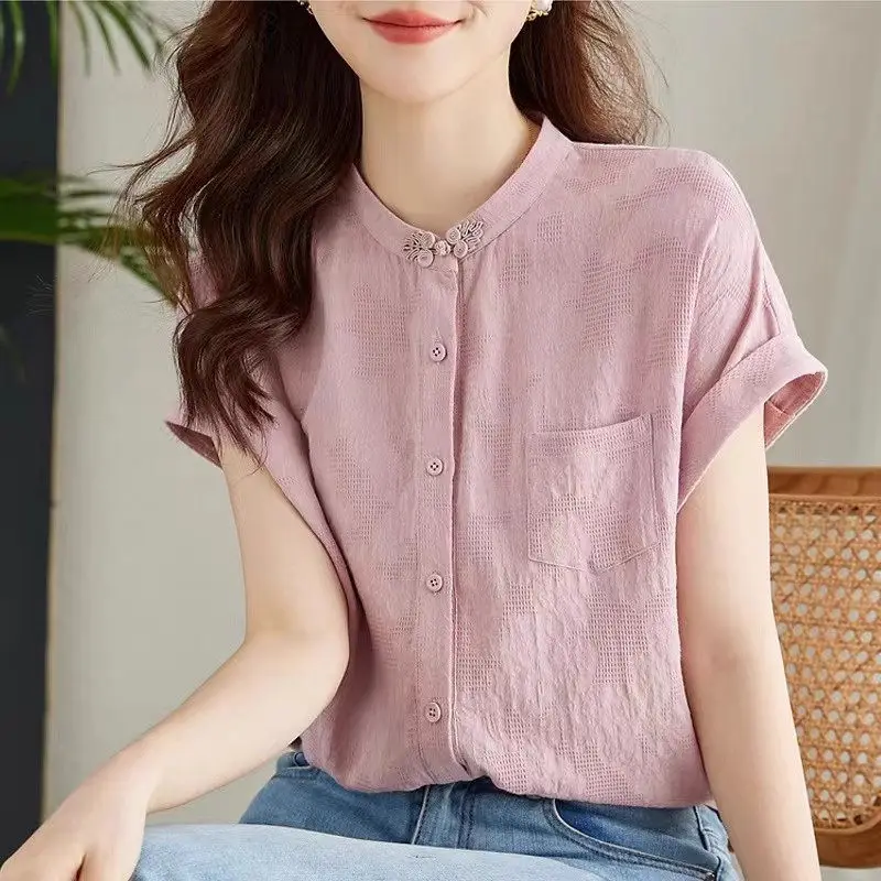 Women's 2025 Summer Chinese Style Button Front Shirt - Casual Short Sleeve Oriental Blouse Top with Jacket Collar G550
Women's 2025 Summer Chinese Style Button Front Shirt - Casual Short Sleeve Oriental Blouse Top with Jacket Collar G550