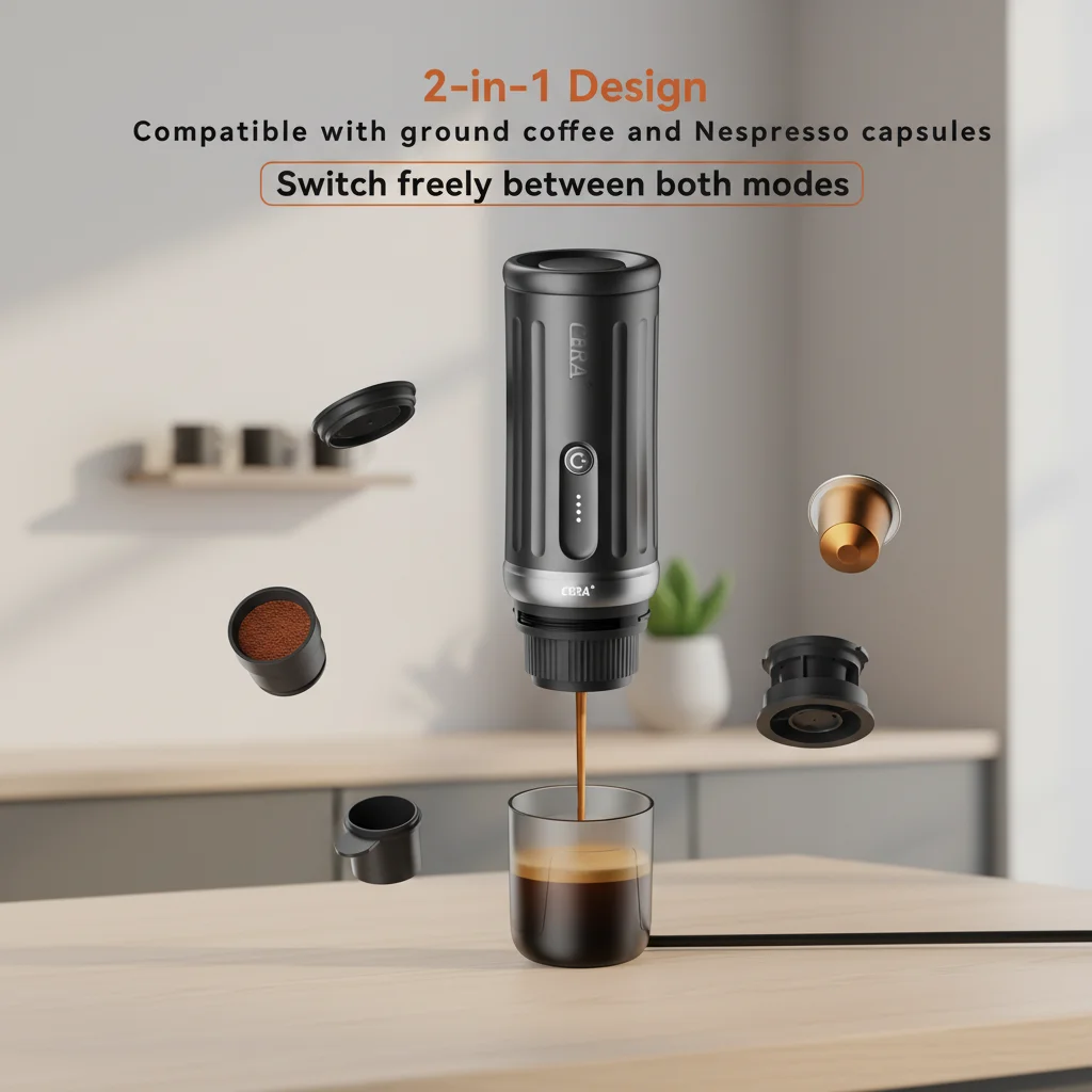 PCM03S Coffee Maker 2-in-1 DesignCompatible With Ground Coffee And Capsules Switch Freely Between Both Modes
PCM03S Coffee Maker 2-in-1 DesignCompatible With Ground Coffee And Capsules Switch Freely Between Both Modes