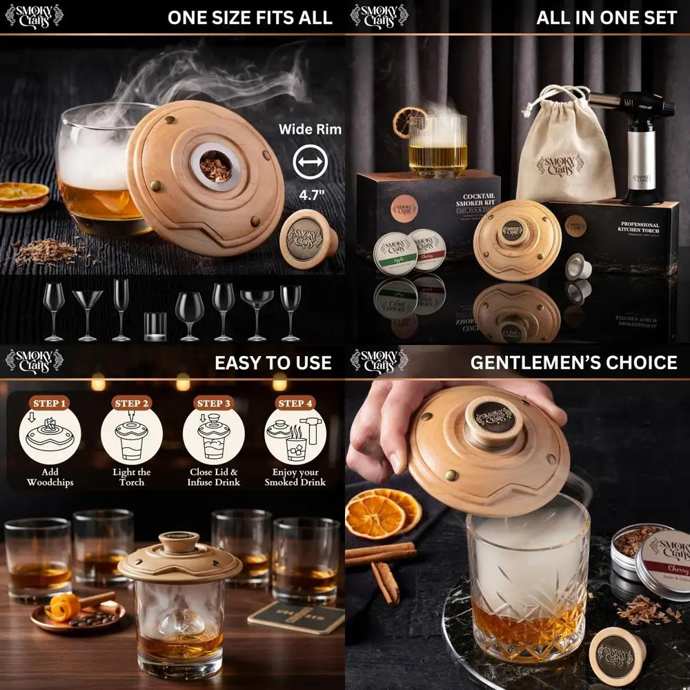 Whiskey Smoker Gift Set: Saturn Smoke Infuser, Torch, Wood Chips & Cotton Bag
Whiskey Smoker Gift Set: Saturn Smoke Infuser, Torch, Wood Chips & Cotton Bag