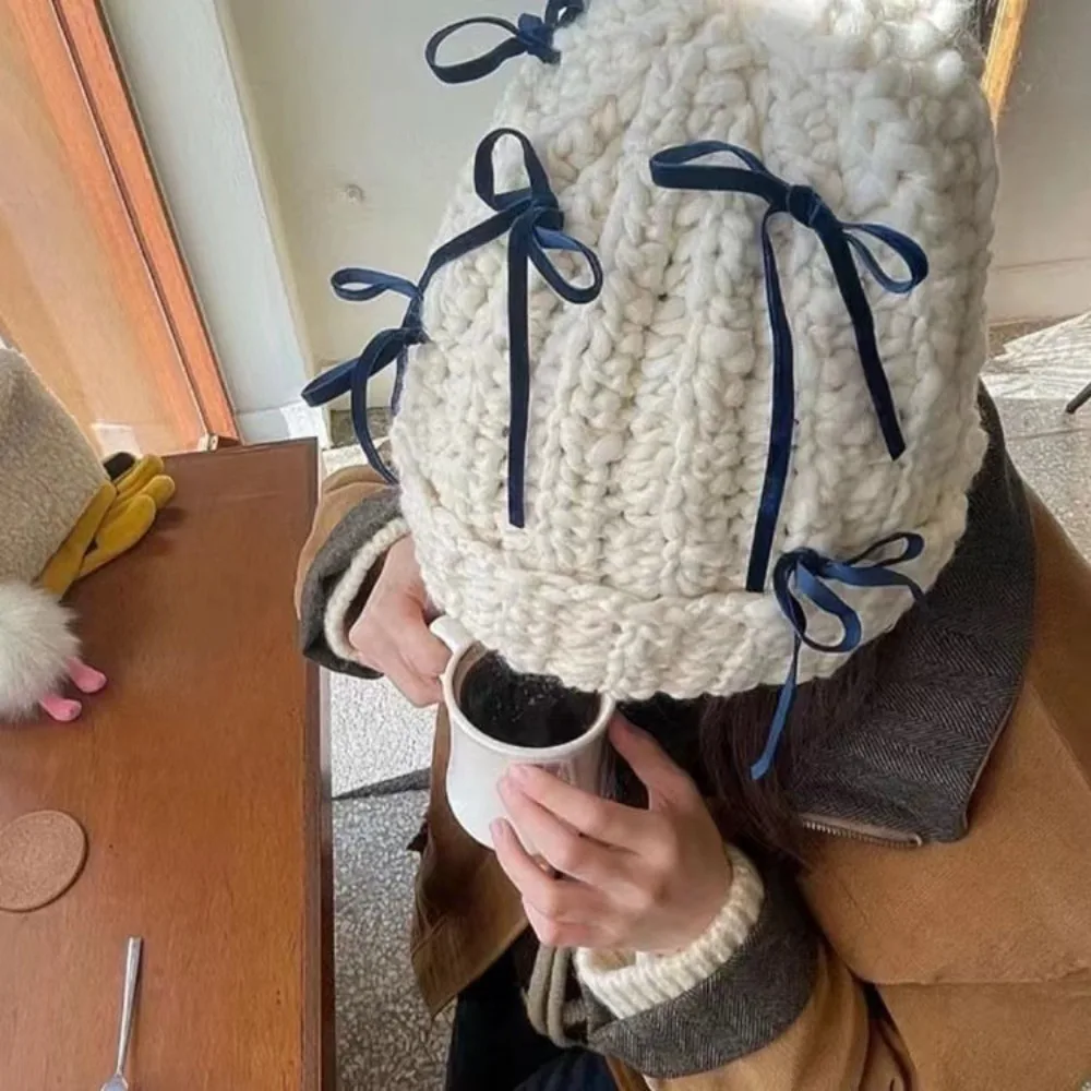Knitting Handmade Crochet Hats Fashion Ear Protection Bow Knot Knitted Pullover Hat Outdoor Warmer Knitted Hats
Knitting Handmade Crochet Hats Fashion Ear Protection Bow Knot Knitted Pullover Hat Outdoor Warmer Knitted Hats