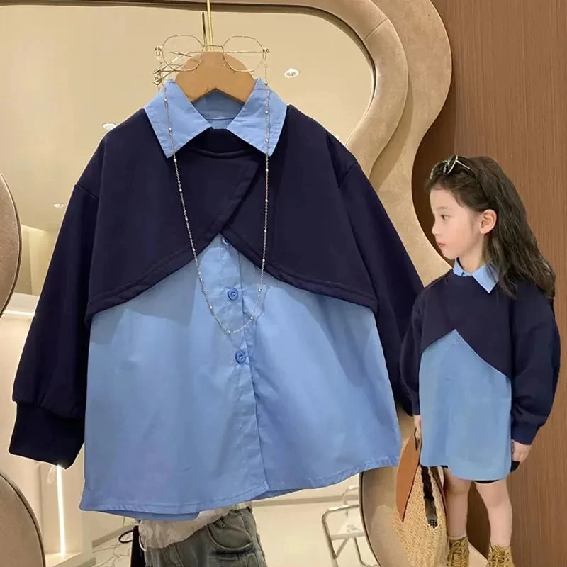 Korean Kids Boutique Clothing Girls T Shirt Tops Solid Color Single Breasted Fake Two Pieces Turn Down Collar Fashion Patchwork
Korean Kids Boutique Clothing Girls T Shirt Tops Solid Color Single Breasted Fake Two Pieces Turn Down Collar Fashion Patchwork