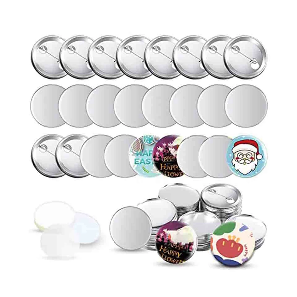 100 Sets Blank Button Making Supplies for Button Maker Machine Round Badge Pin Button Parts, 58mm/2.25 Inch
100 Sets Blank Button Making Supplies for Button Maker Machine Round Badge Pin Button Parts, 58mm/2.25 Inch