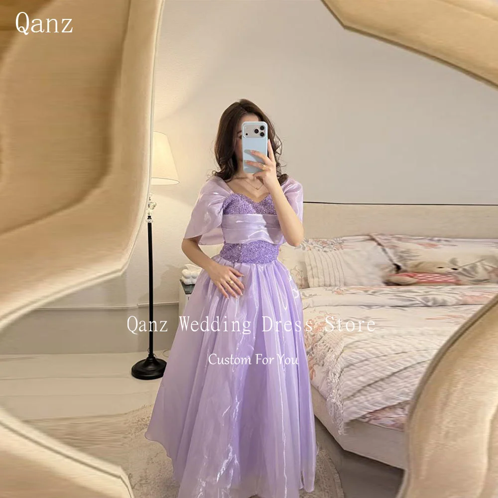 Qanz Lavender Oraganza Evening Dresses Cap Sleeves Dubai Women's Wedding Party Attire A Line Glitter Vestido De Festa Customized
Qanz Lavender Oraganza Evening Dresses Cap Sleeves Dubai Women's Wedding Party Attire A Line Glitter Vestido De Festa Customized