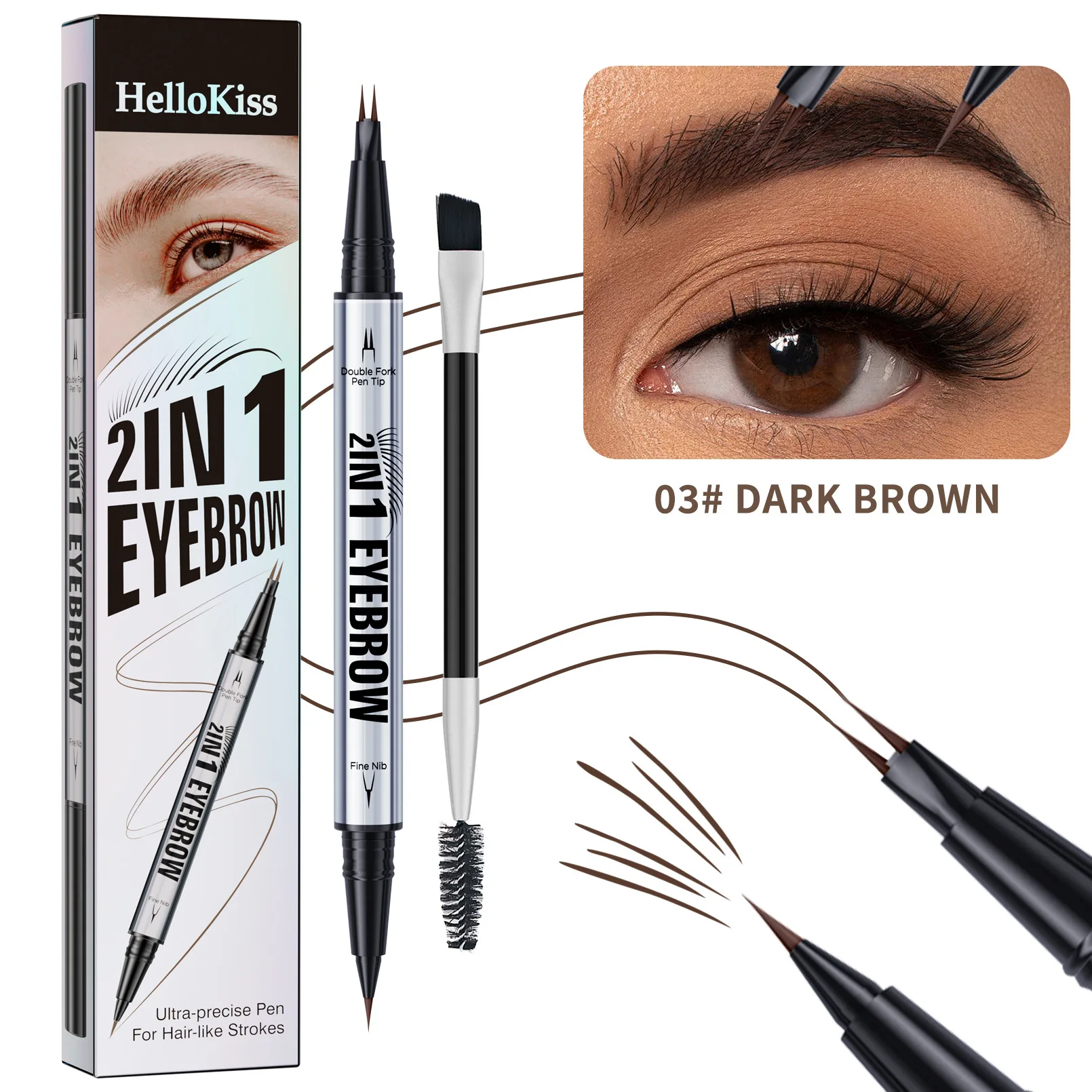 2 Fork Eyebrow Pencil Double Head 2 in 1 Waterproof Sweat Proof Wild Brow Liquid Eyebrow Pen Hot Sale for Natural Fluffy Look
2 Fork Eyebrow Pencil Double Head 2 in 1 Waterproof Sweat Proof Wild Brow Liquid Eyebrow Pen Hot Sale for Natural Fluffy Look