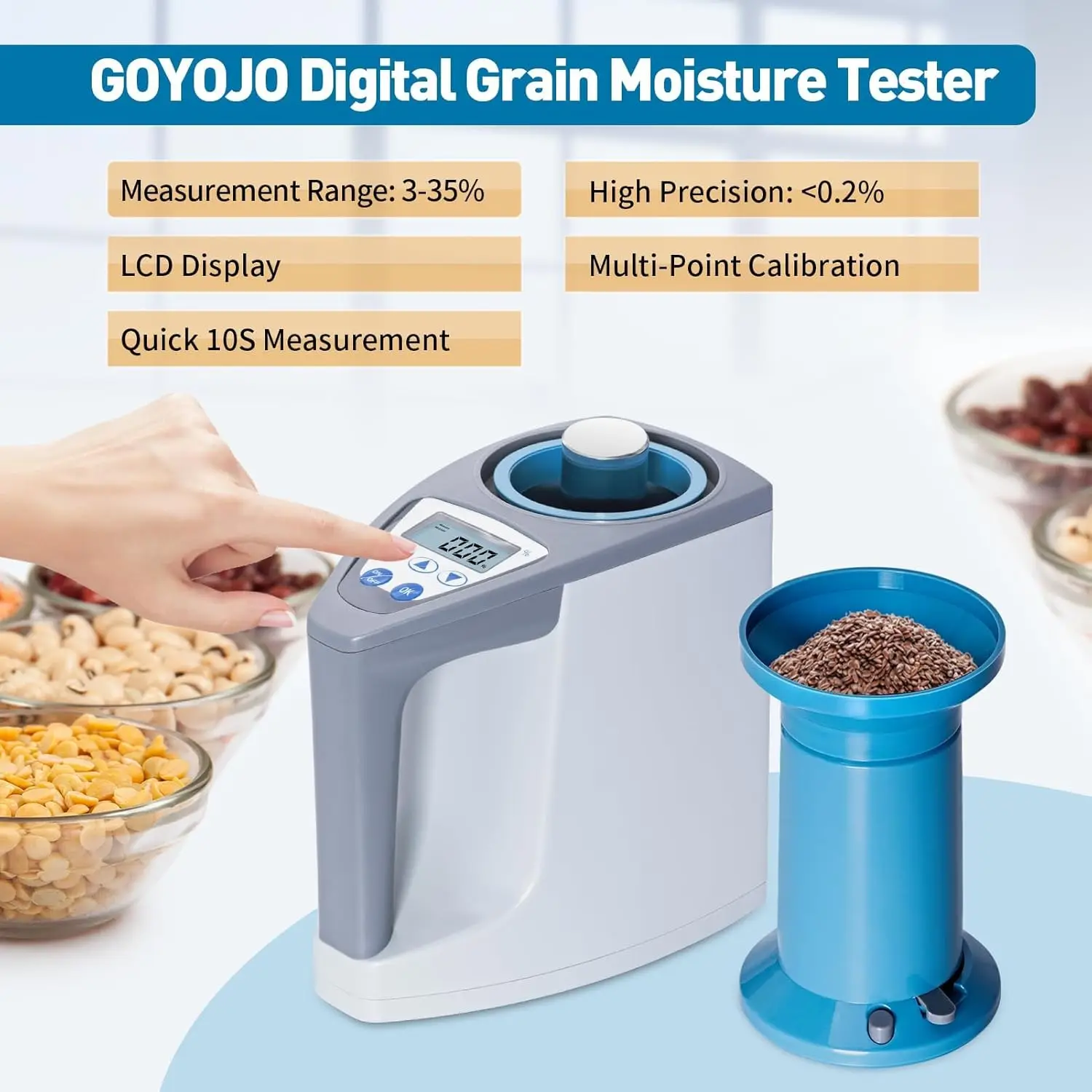 Moisture Tester Portable GOYOJO Grain Moisture Meter Analyzer Digital Grain LCD Display Crop Moisture Meter
Moisture Tester Portable GOYOJO Grain Moisture Meter Analyzer Digital Grain LCD Display Crop Moisture Meter