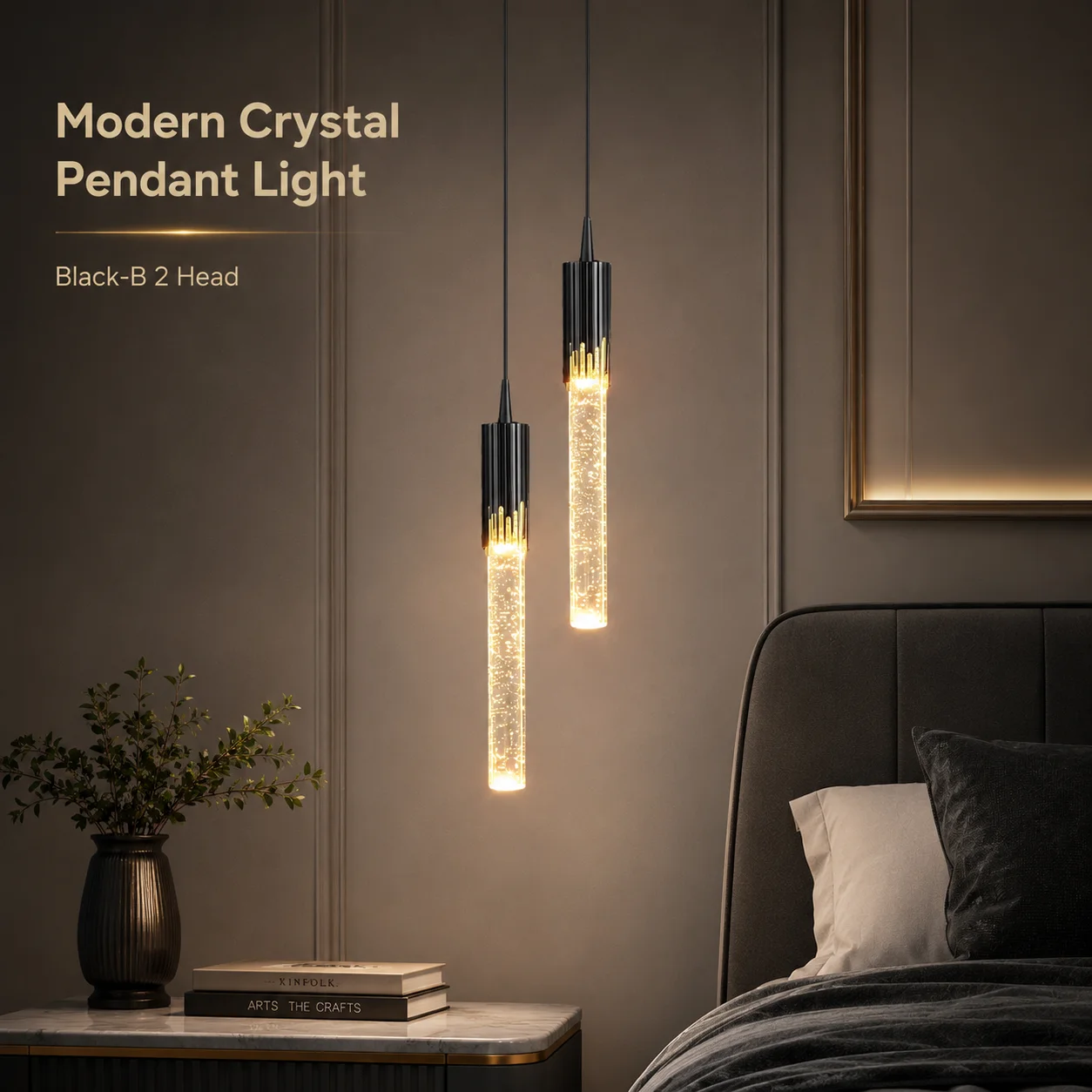 HangingModern LED Crystal Pendant Light Black Gold Bubble Tube Hanging Lamp 1/2 Head for Bedroom Dining Kitchen Home Decor
HangingModern LED Crystal Pendant Light Black Gold Bubble Tube Hanging Lamp 1/2 Head for Bedroom Dining Kitchen Home Decor