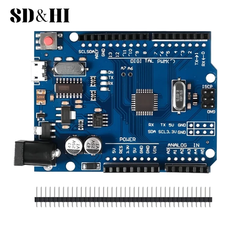 Плата WWZMDiB UNO R3, совместимая с Arduino IDE С USB-кабелем, прямой контактный разъем 2,54 мм, плата разработки ATmega328P R3
Плата WWZMDiB UNO R3, совместимая с Arduino IDE С USB-кабелем, прямой контактный разъем 2,54 мм, плата разработки ATmega328P R3