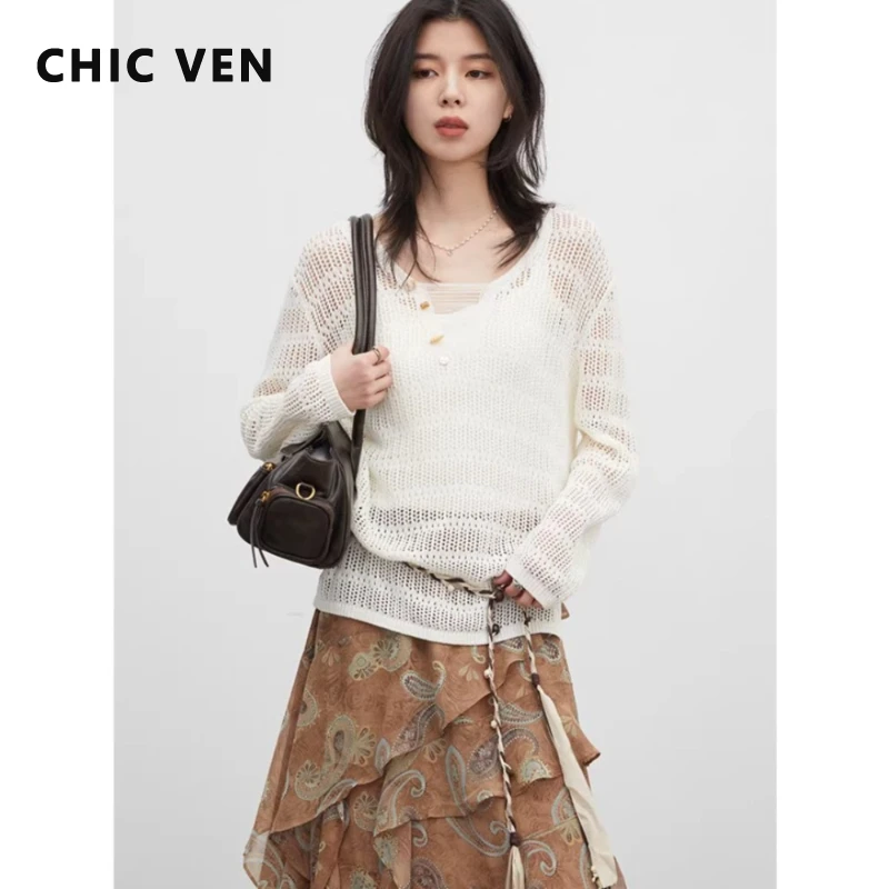 Модный женский пуловер CHIC VEN: вязаная кофта с вырезами, защита от солнца, топ с длинным рукавом и поясом, весна-лето 2026
Модный женский пуловер CHIC VEN: вязаная кофта с вырезами, защита от солнца, топ с длинным рукавом и поясом, весна-лето 2026