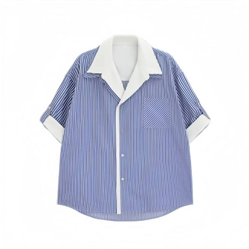 New Summer Casual Loose Striped Short-sleeved Shirt Men's Versatile High-end Clothing Contrasting Color Handsome Trendy Shirt
New Summer Casual Loose Striped Short-sleeved Shirt Men's Versatile High-end Clothing Contrasting Color Handsome Trendy Shirt