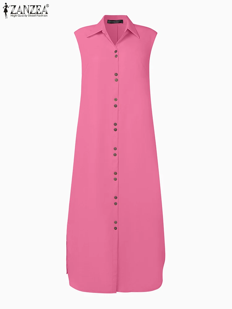 ZANZEA Turn-Down Collar Button Up Shirtdress Solid Commuting Side-Slit Sleeveless Robes Women Casual 2025 Summer Midi Dresses
ZANZEA Turn-Down Collar Button Up Shirtdress Solid Commuting Side-Slit Sleeveless Robes Women Casual 2025 Summer Midi Dresses
