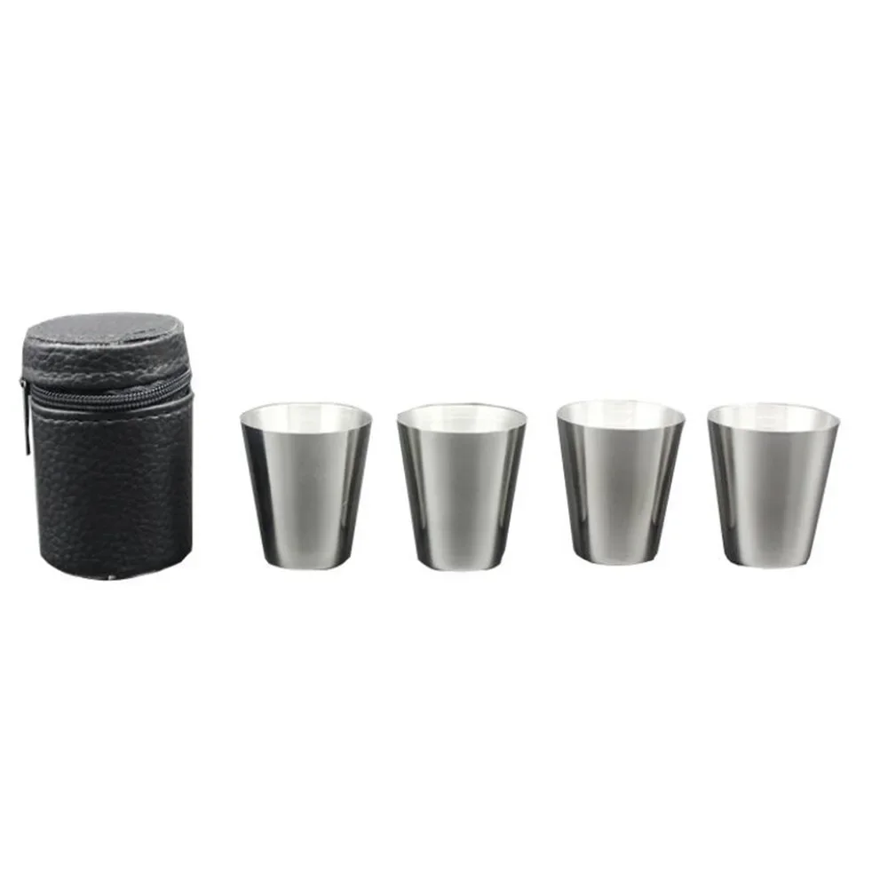 4Pcs/set Polished 30ML Mini Stainless Steel Shot Glass Cup Wine Drinking Glasses With Leather Cover Bag For Kitchen Beer tap 
4Pcs/set Polished 30ML Mini Stainless Steel Shot Glass Cup Wine Drinking Glasses With Leather Cover Bag For Kitchen Beer tap