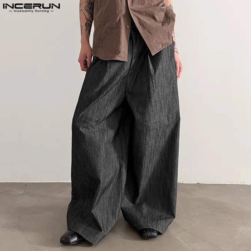 INCERUN Men Wide Leg Pants Solid Color Button Joggers Loose Casual Straight Trousers Men Streetwear Korean Style Male Long Pants
INCERUN Men Wide Leg Pants Solid Color Button Joggers Loose Casual Straight Trousers Men Streetwear Korean Style Male Long Pants