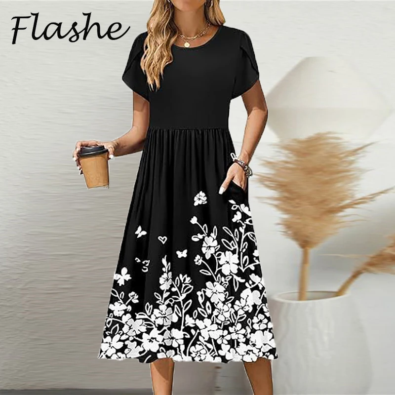 Vintage Printed Party Dress Women Short Sleeve O Neck Pocket Midi Dresses For Women Casual Beach Holiday Dress
Vintage Printed Party Dress Women Short Sleeve O Neck Pocket Midi Dresses For Women Casual Beach Holiday Dress