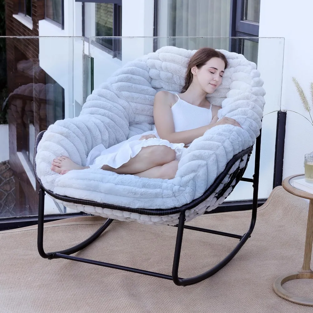 Outdoor Rocking Chair, Patio Wicker Egg Chair, Indoor Comfy Oversized Papasan Chair with Padded Cushion, Royal Rattan Rocker for
Outdoor Rocking Chair, Patio Wicker Egg Chair, Indoor Comfy Oversized Papasan Chair with Padded Cushion, Royal Rattan Rocker for