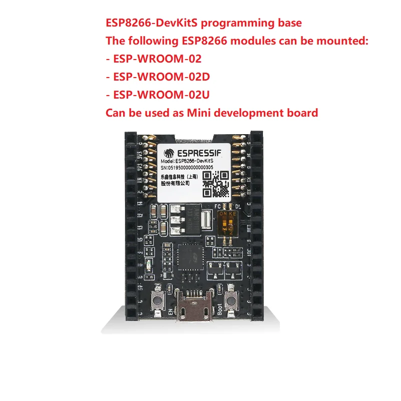 ESP8266-DevkitS module burning board, suitable for ESP8266 module burning development board
ESP8266-DevkitS module burning board, suitable for ESP8266 module burning development board