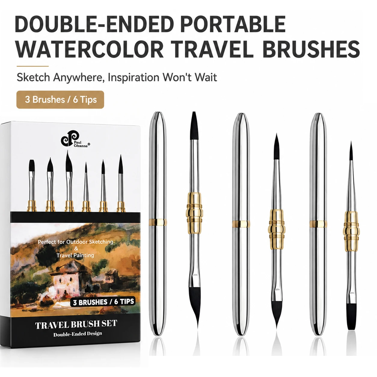 3Pcs Dual-Ended Art Paint Brushes, Metal Handle Fine Detail & Round Tip Artist Brushes for Watercolor Gouache Acrylic Paint
3Pcs Dual-Ended Art Paint Brushes, Metal Handle Fine Detail & Round Tip Artist Brushes for Watercolor Gouache Acrylic Paint