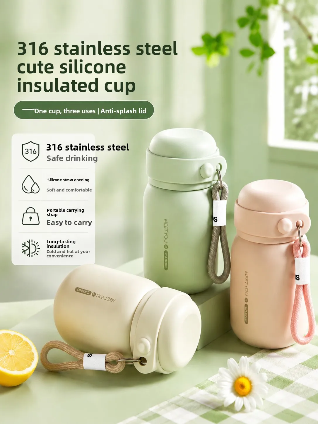 Portable Insulated Stainless Steel Straw Water Bottle Cute Small Size for Students Children Going to School Female High Aesth...
Portable Insulated Stainless Steel Straw Water Bottle Cute Small Size for Students Children Going to School Female High Aesth...
