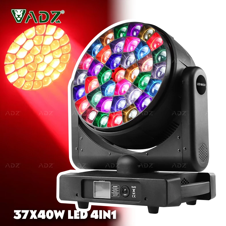 ADZ 37X40W 4in1 Zoom Beam Moving Head LED Stage Lights DMX512 RGBW Bee Eye ZOOM Wash Light Rainbow Effect Source Party Stage
ADZ 37X40W 4in1 Zoom Beam Moving Head LED Stage Lights DMX512 RGBW Bee Eye ZOOM Wash Light Rainbow Effect Source Party Stage