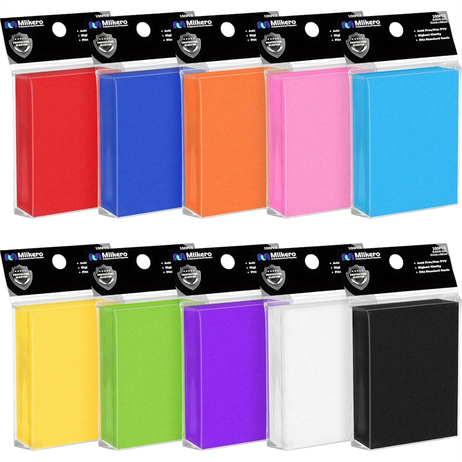 1000 Count Card Sleeves For Standard Cards 10 Colors Trading Card Protectors 66x91mm Matte And Glossy Transparent Side For Sports Game Cards
1000 Count Card Sleeves For Standard Cards 10 Colors Trading Card Protectors 66x91mm Matte And Glossy Transparent Side For Sports Game Cards