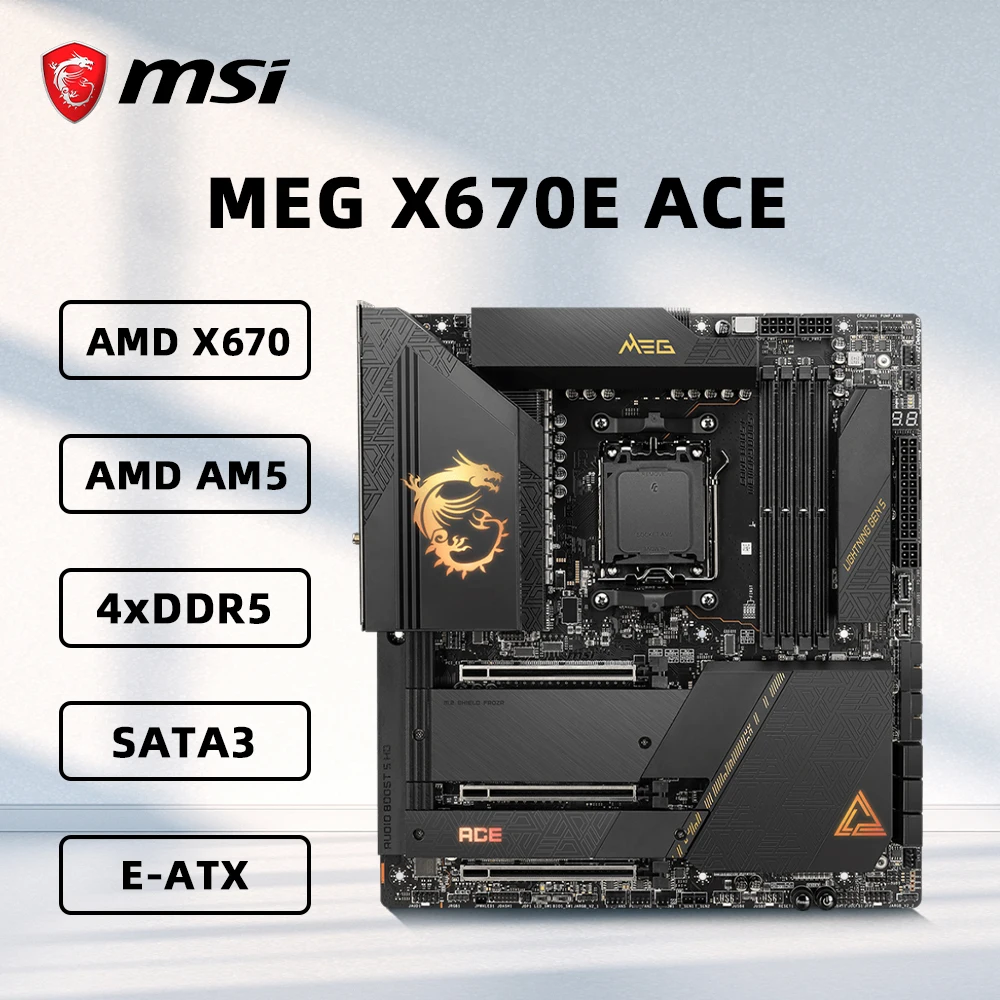 Материнская плата MSI MEG X670E ACE поддерживает 7900X 7800X3D 7600X 8700GE 8400F 9600X Процессор AMD X670 DDR5 M.2 NVME HDMI ATX AM5 Материнская плата
Материнская плата MSI MEG X670E ACE поддерживает 7900X 7800X3D 7600X 8700GE 8400F 9600X Процессор AMD X670 DDR5 M.2 NVME HDMI ATX AM5 Материнская плата
