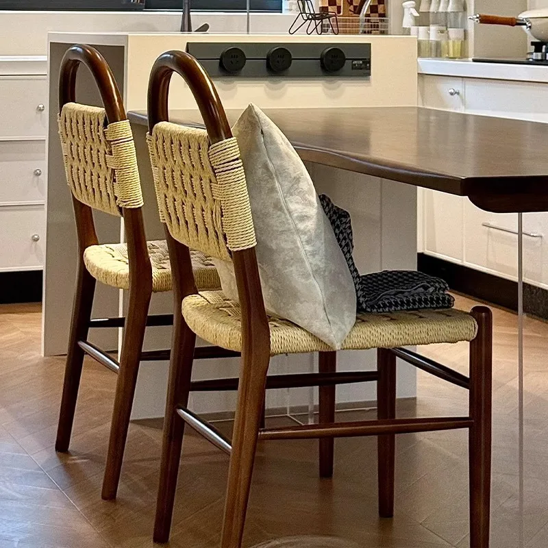French medieval Vivian dining chair rope woven household solid wood chair retro living room
French medieval Vivian dining chair rope woven household solid wood chair retro living room