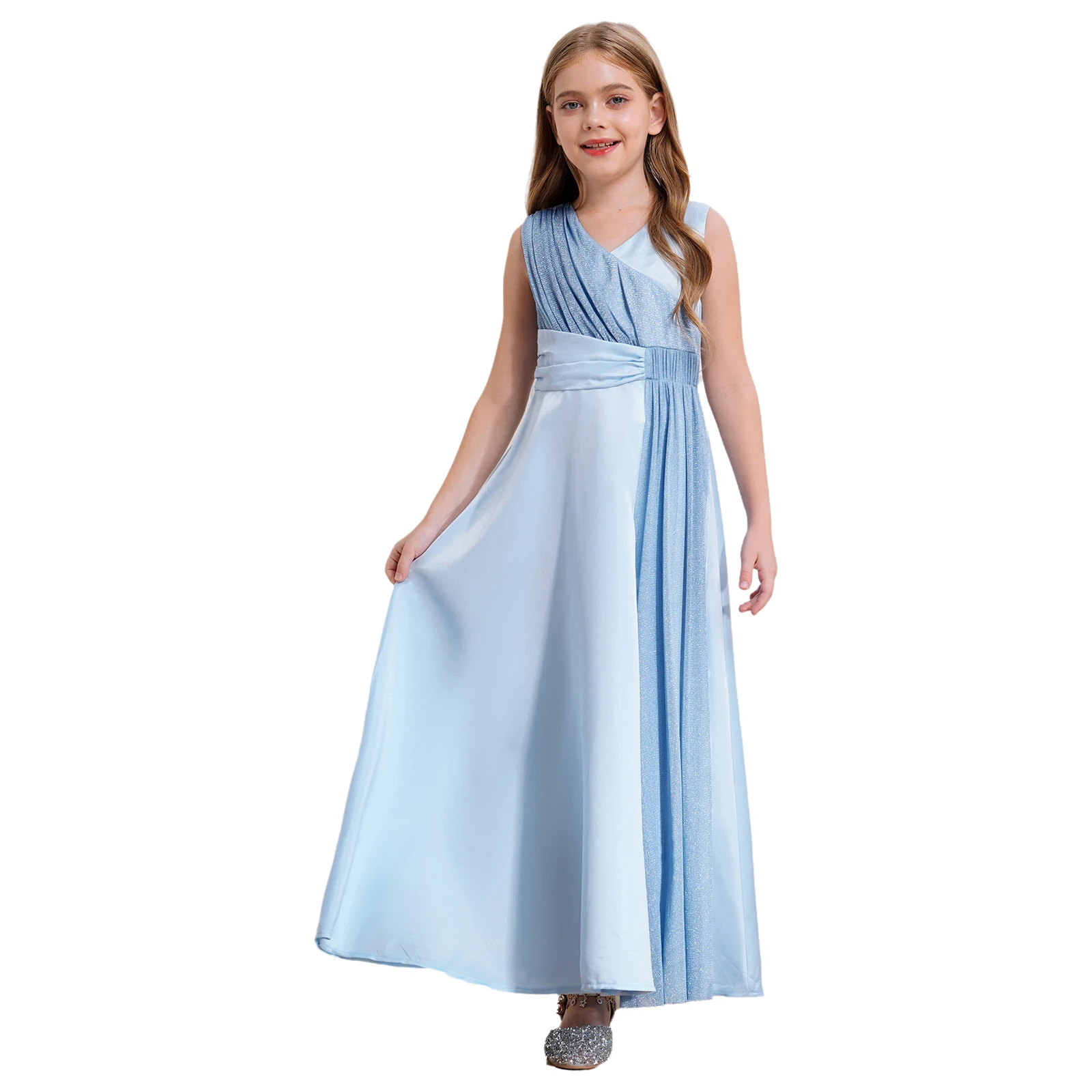 Girls Elegant Solid Color Sleeveless High Waist Ankle Length Ruffled Dress for Wedding Party Graduation Prom Banquet Dress Gown
Girls Elegant Solid Color Sleeveless High Waist Ankle Length Ruffled Dress for Wedding Party Graduation Prom Banquet Dress Gown