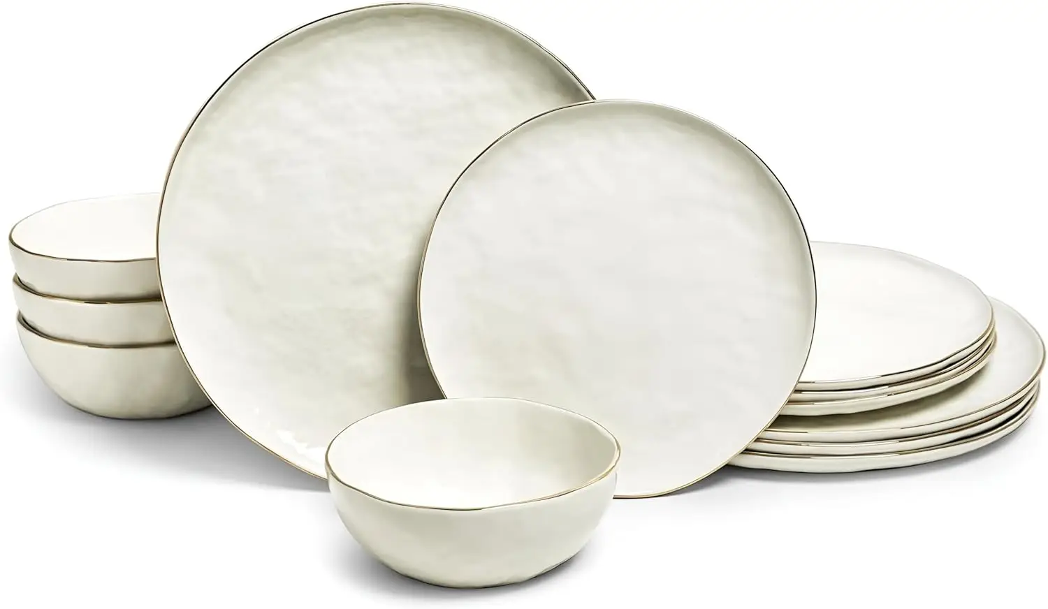 12-Piece Lightweight Porcelain Dinnerware Set for 4, Glossy Vanilla White Plates and Bowls Sets, Gold
12-Piece Lightweight Porcelain Dinnerware Set for 4, Glossy Vanilla White Plates and Bowls Sets, Gold